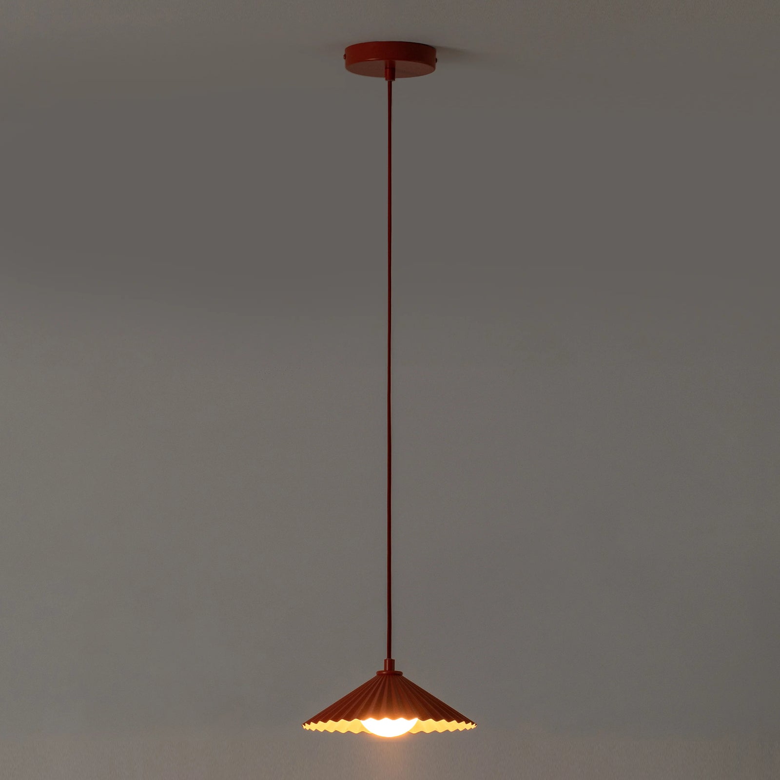 Burnt Orange Small Pleat Pendant Ceiling Light