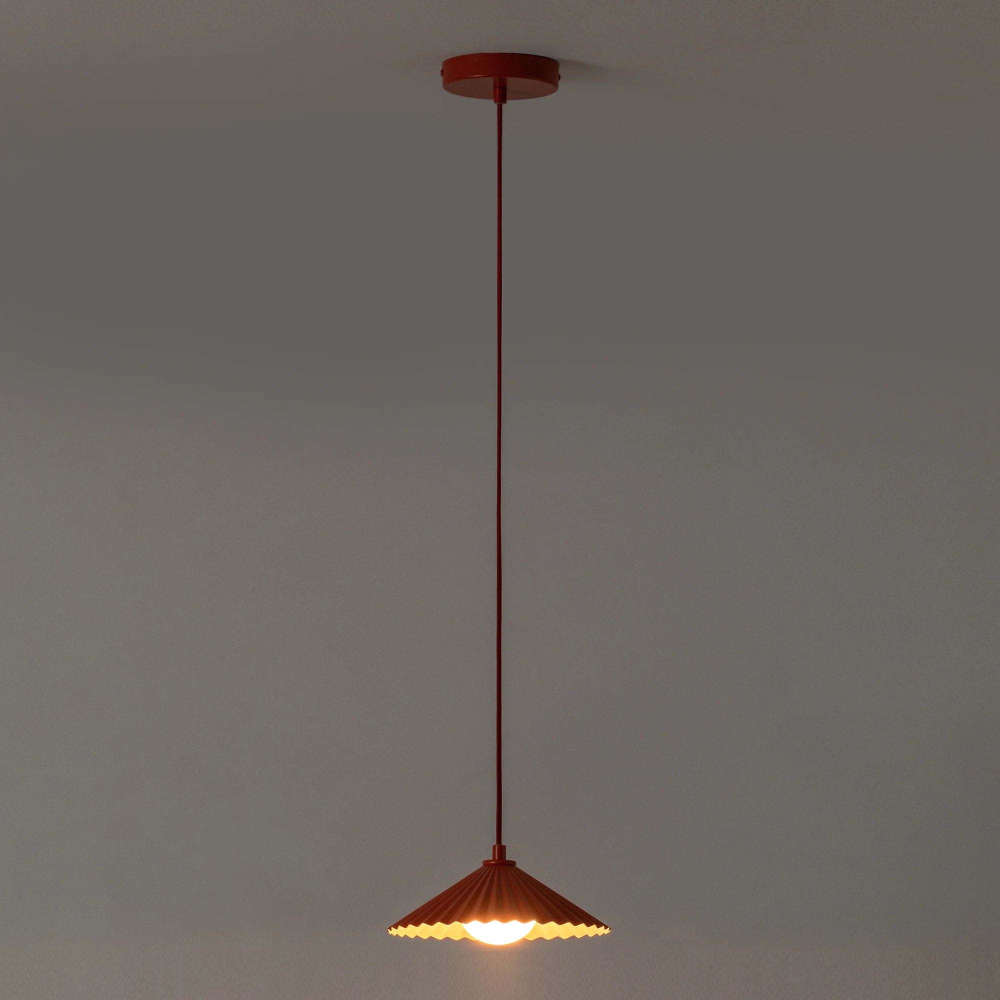 Burnt Orange Small Pleat Pendant Ceiling Light