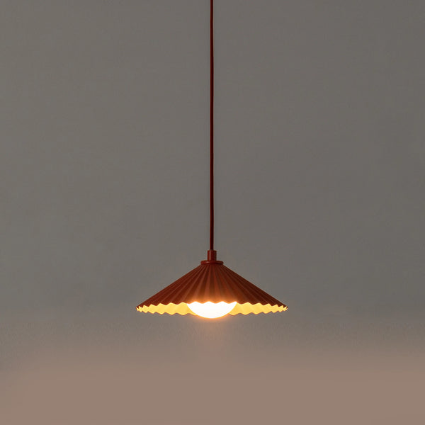 Burnt Orange Small Pleat Pendant Ceiling Light