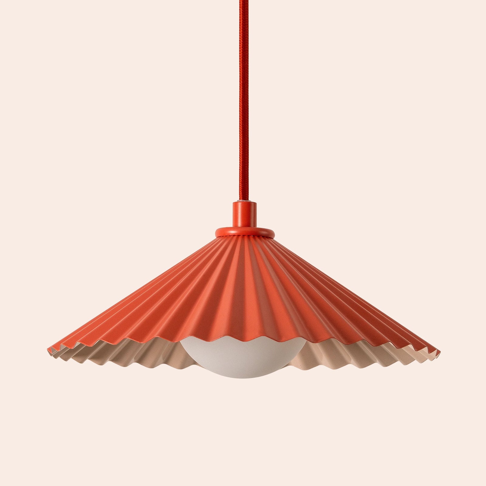 Burnt Orange Small Pleat Pendant Ceiling Light