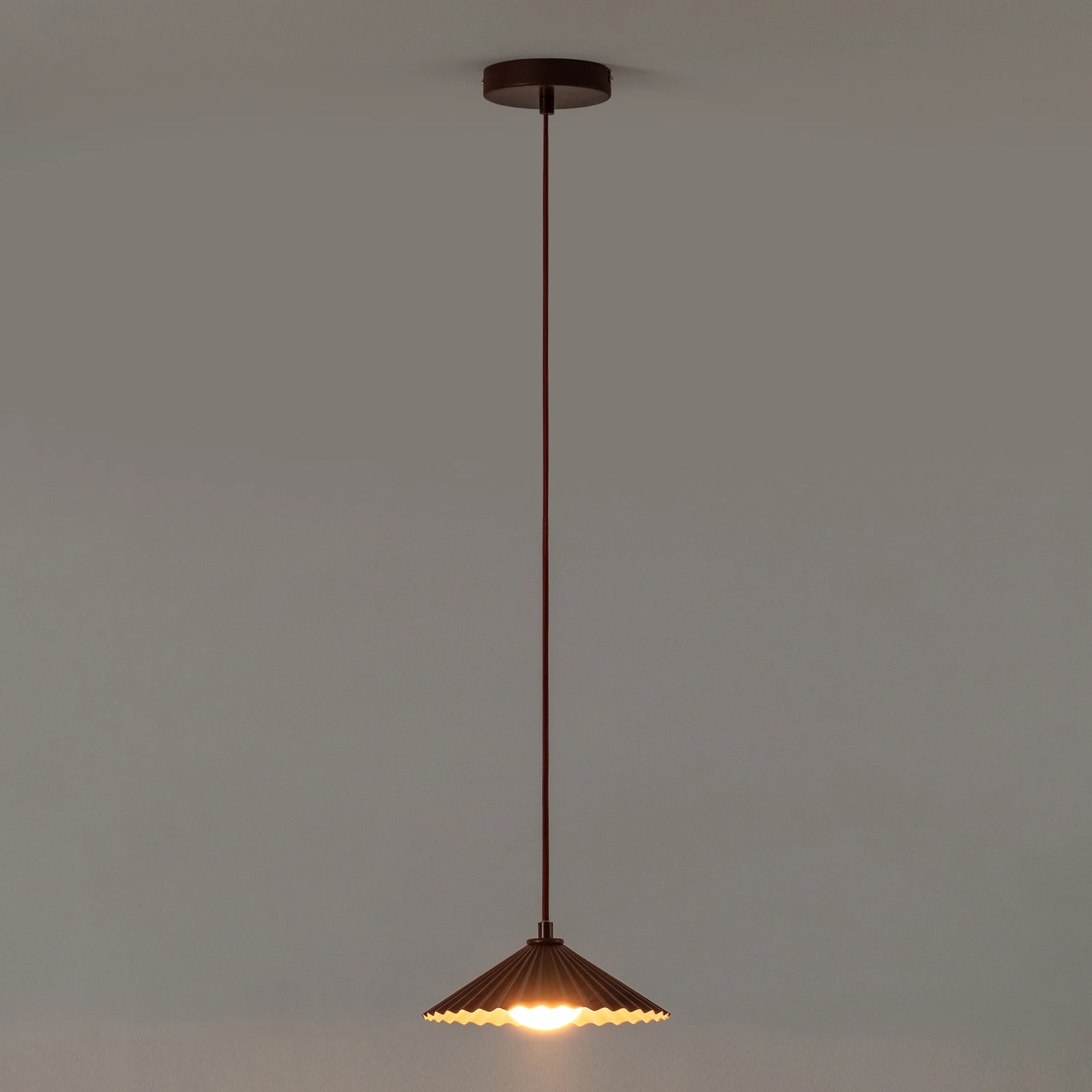 Burgundy small pleat ceiling pendant