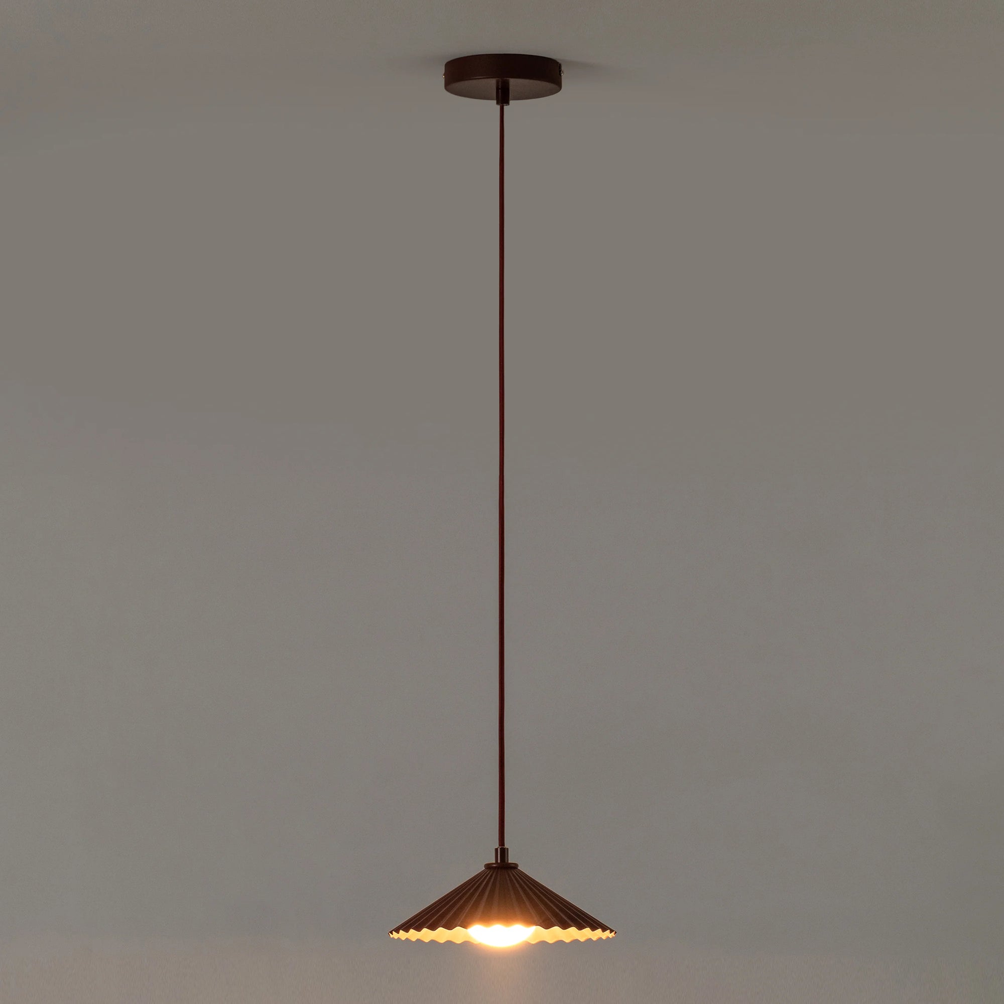 Burgundy small pleat ceiling pendant