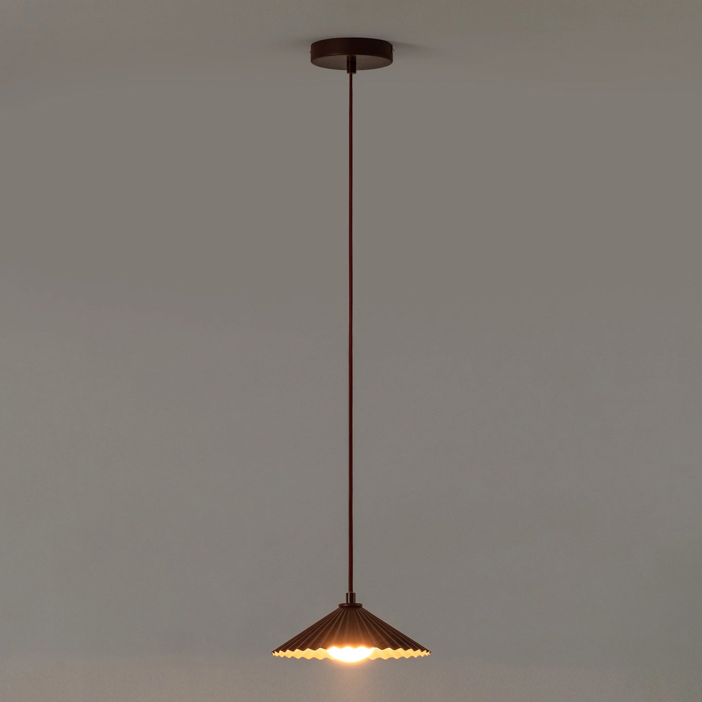 Burgundy small pleat ceiling pendant