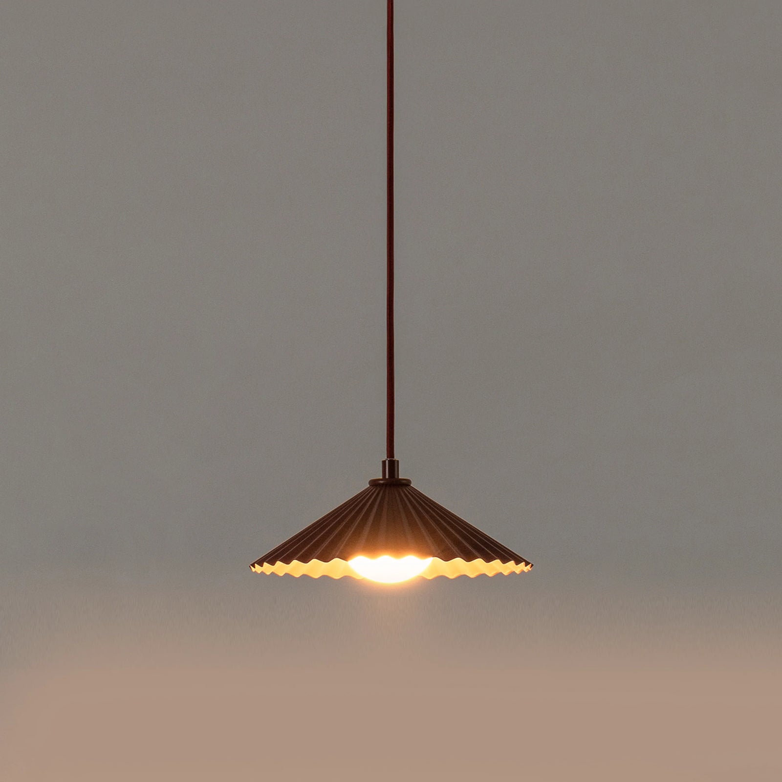 Burgundy small pleat ceiling pendant