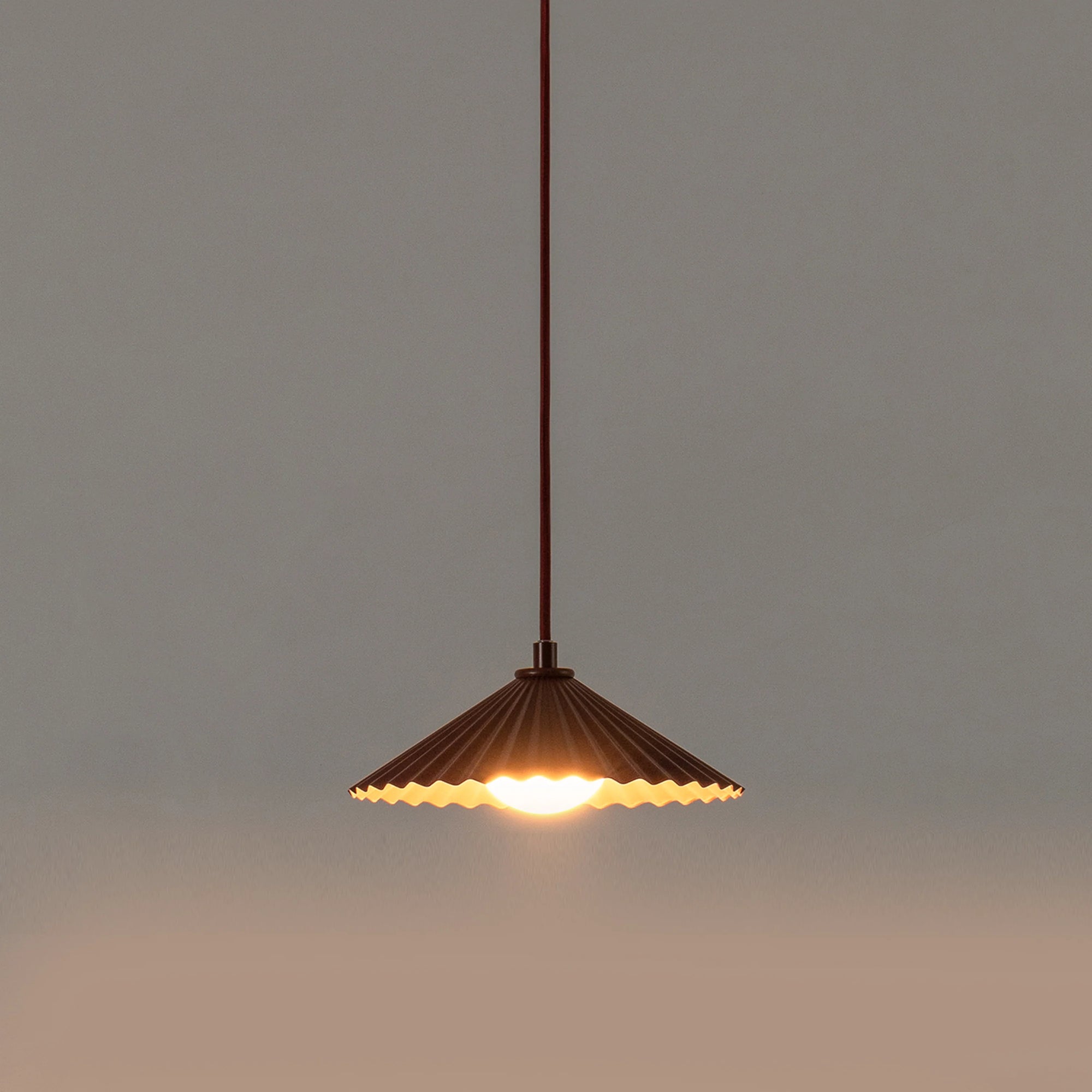 Burgundy small pleat ceiling pendant