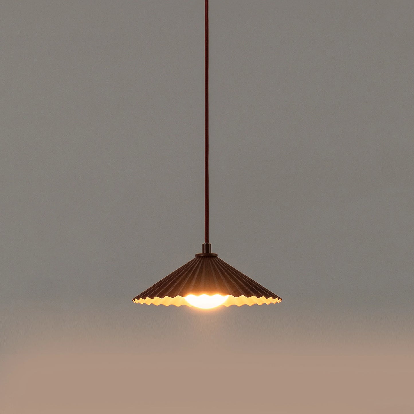 Burgundy small pleat ceiling pendant