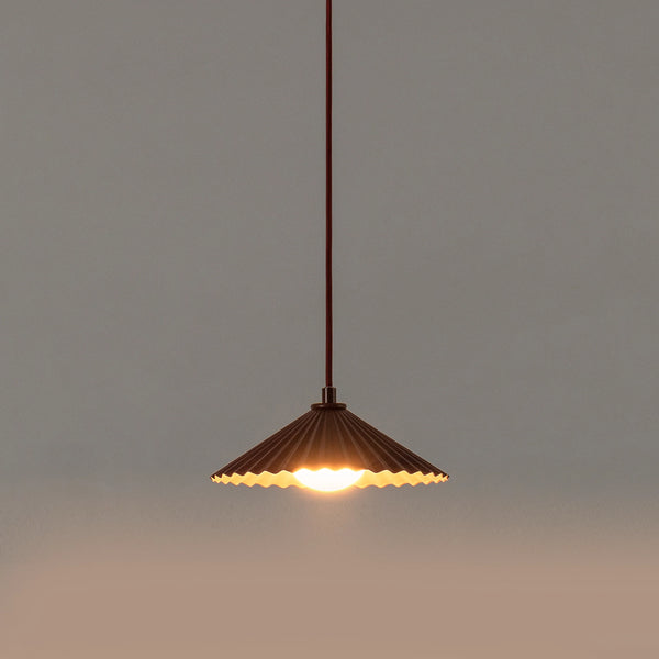 Burgundy small pleat ceiling pendant