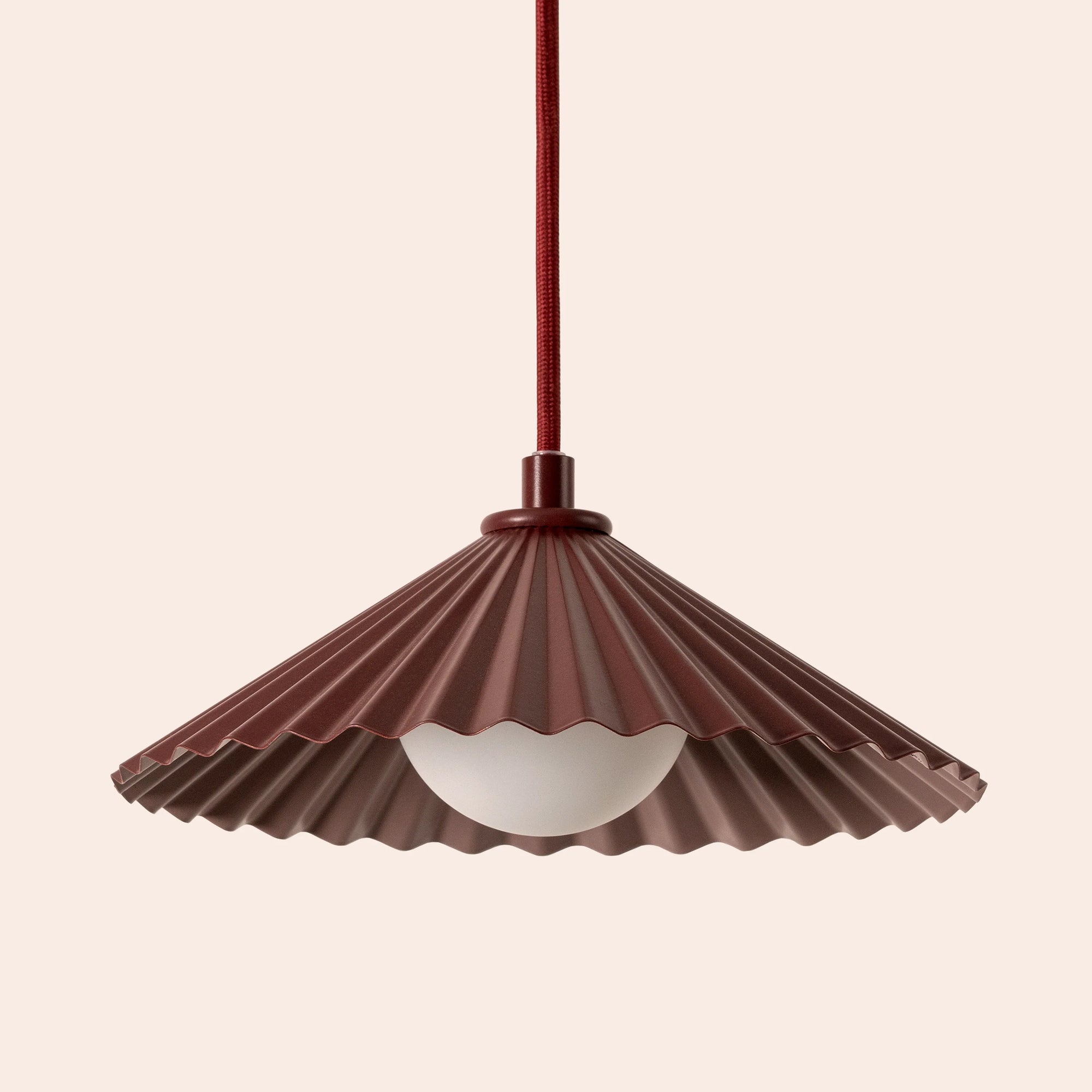 Burgundy small pleat ceiling pendant