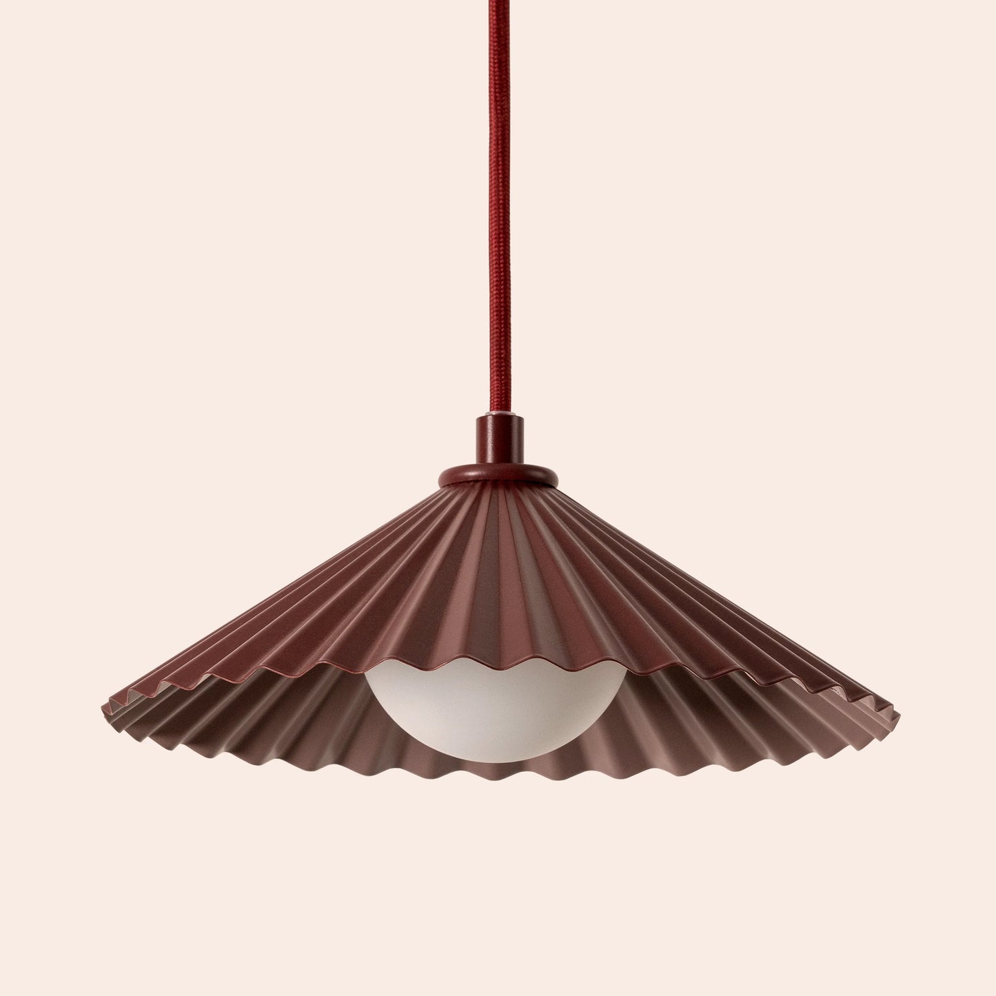 Burgundy small pleat ceiling pendant