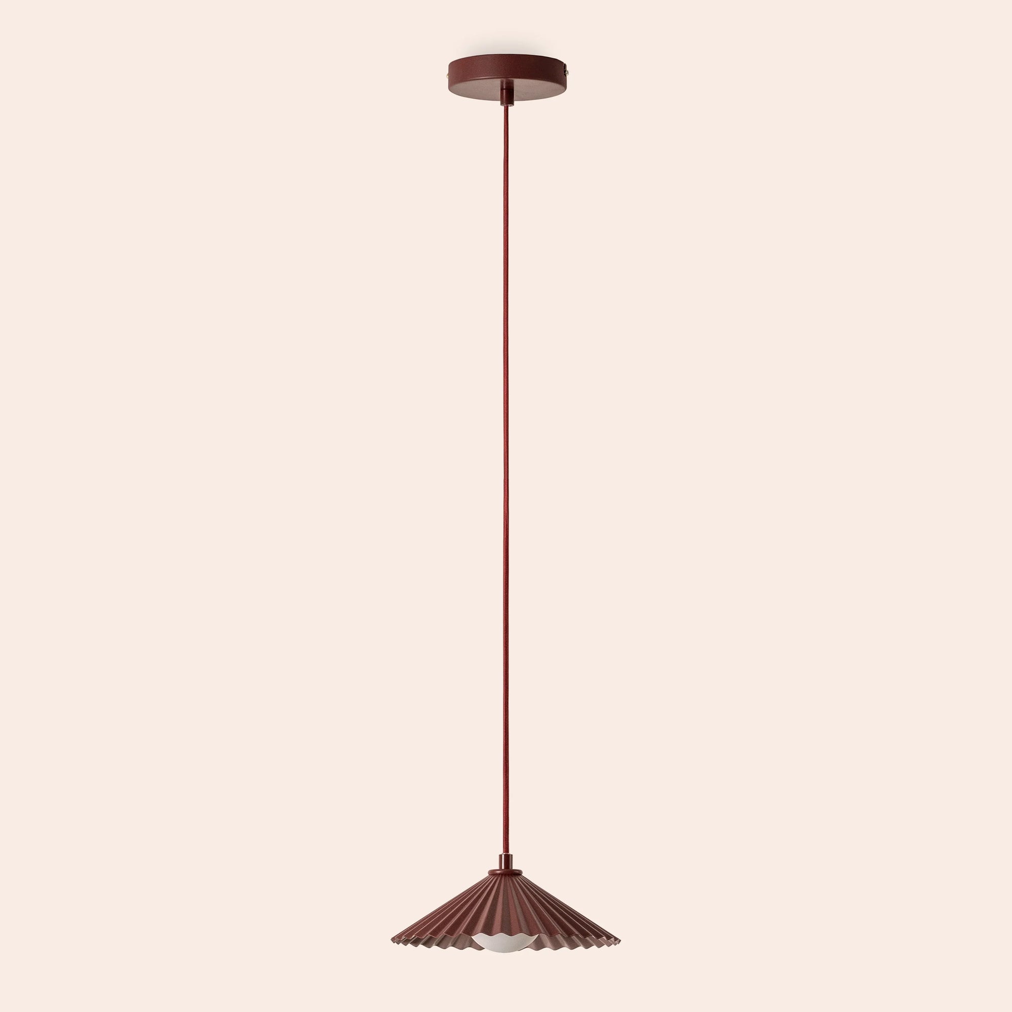 Burgundy small pleat ceiling pendant