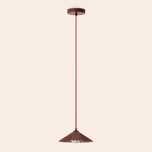Burgundy small pleat ceiling pendant