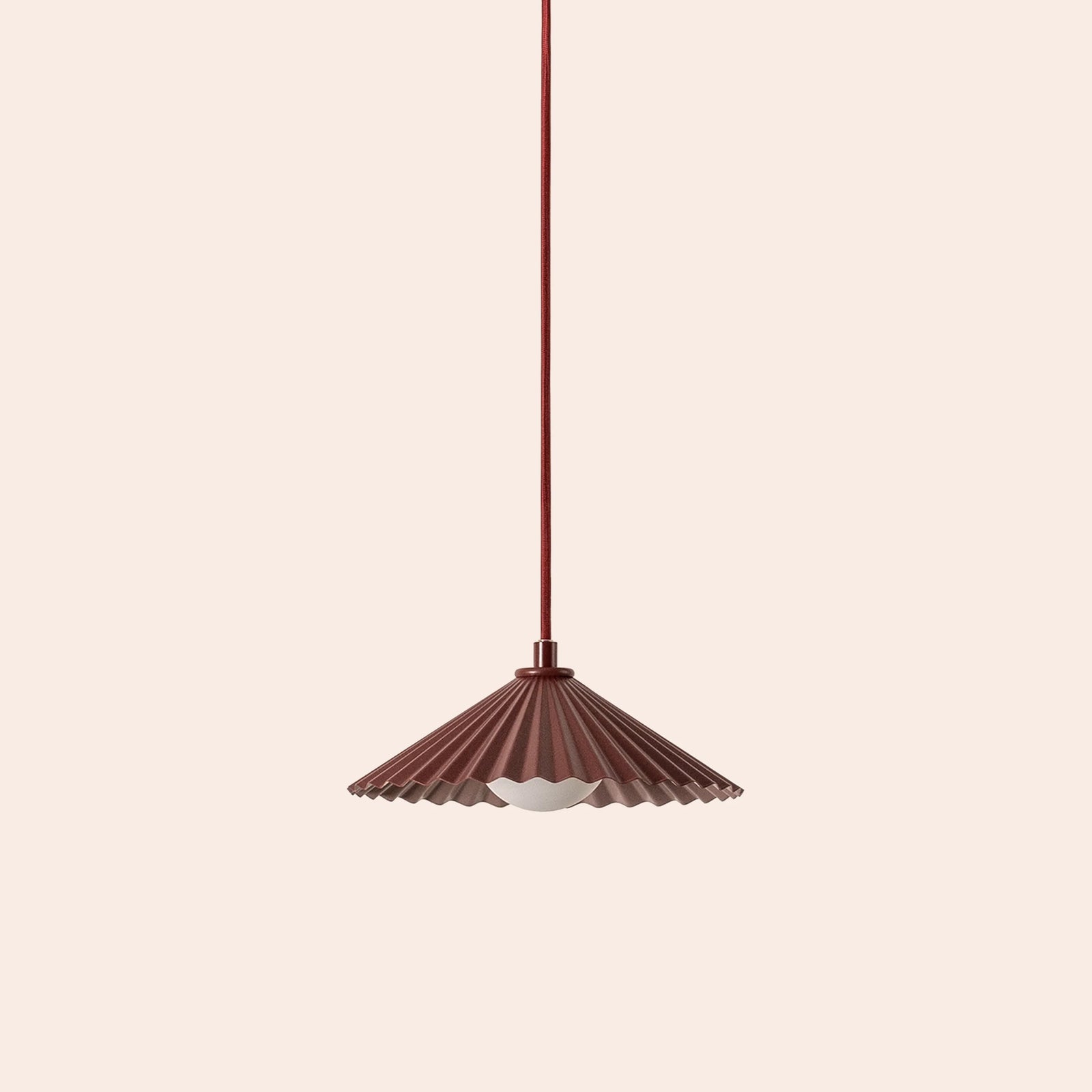 Burgundy small pleat ceiling pendant