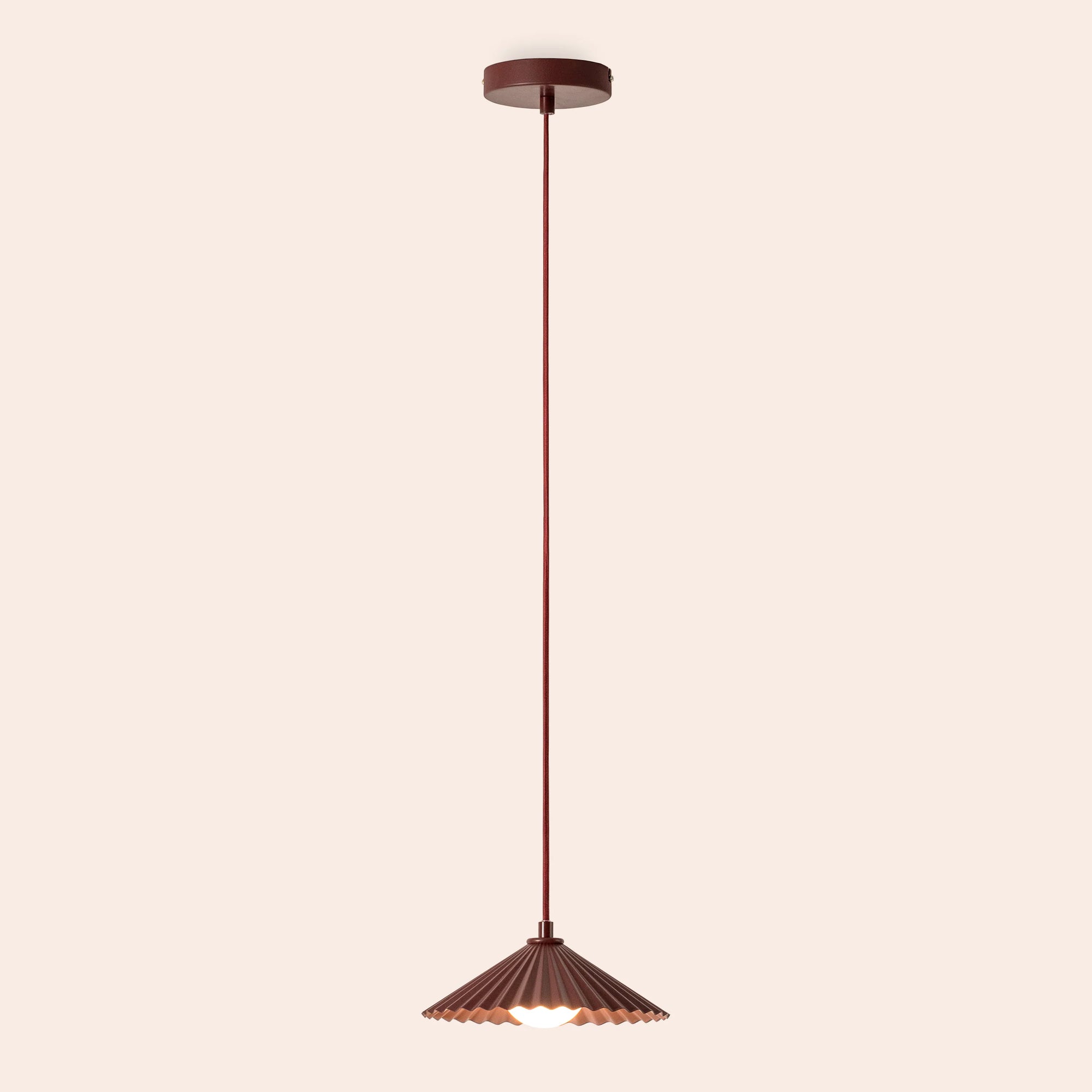 Burgundy small pleat ceiling pendant