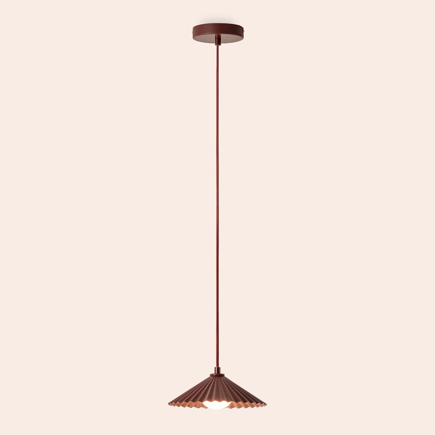 Burgundy small pleat ceiling pendant