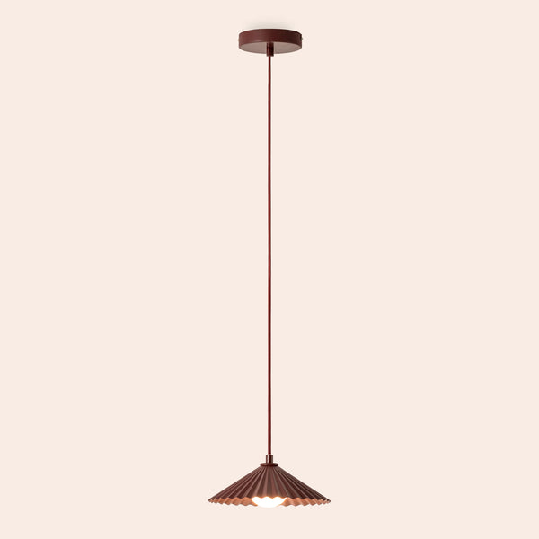 Burgundy small pleat ceiling pendant