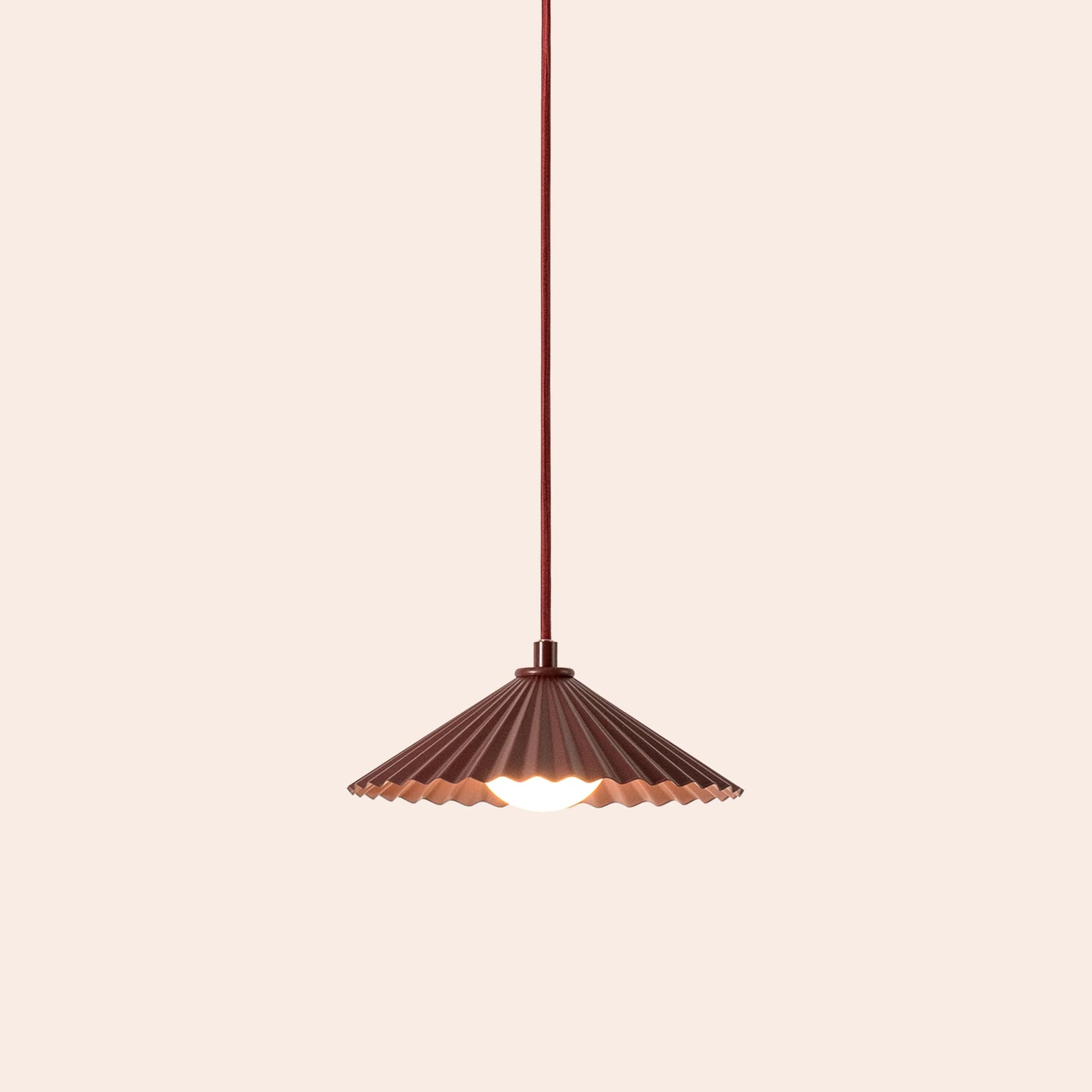 Burgundy small pleat ceiling pendant
