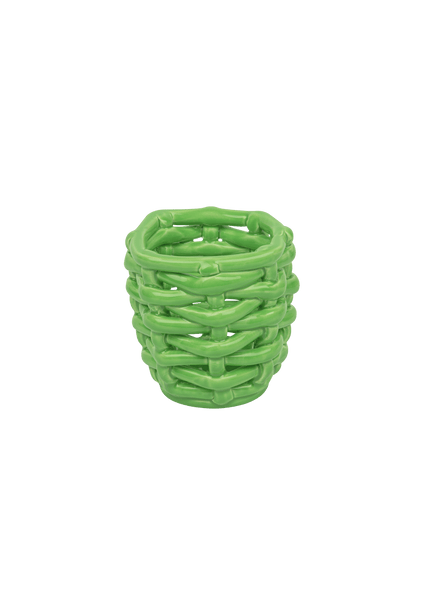 Small Apple Green Basketweave Planter