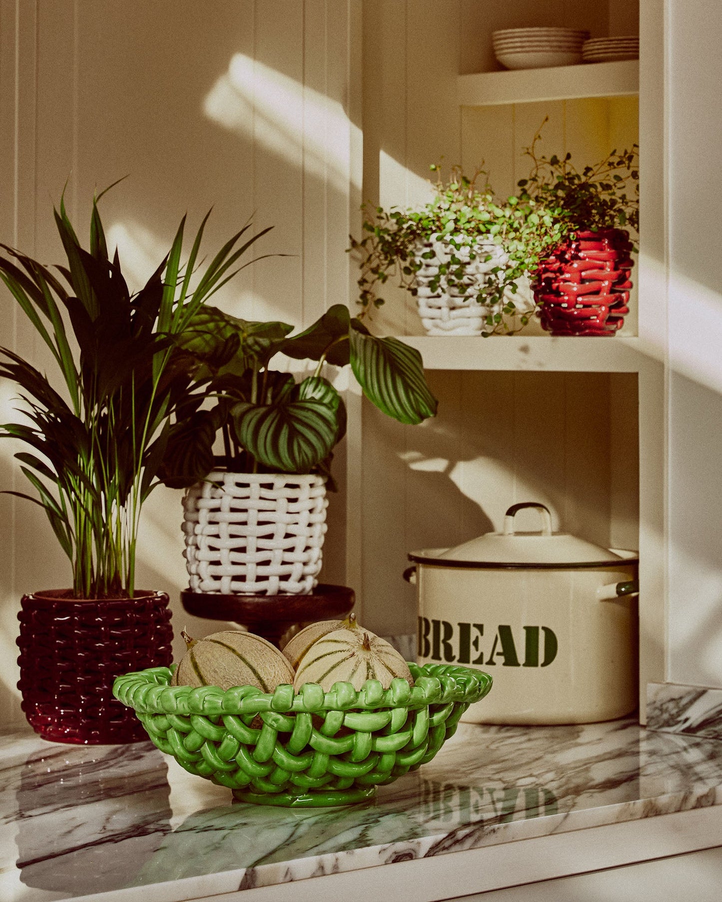 White Basketweave Planter