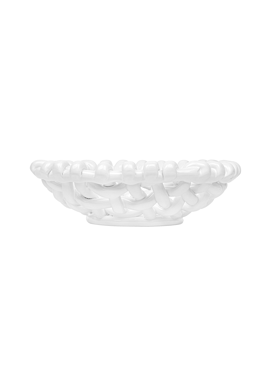 White Basketweave Bowl