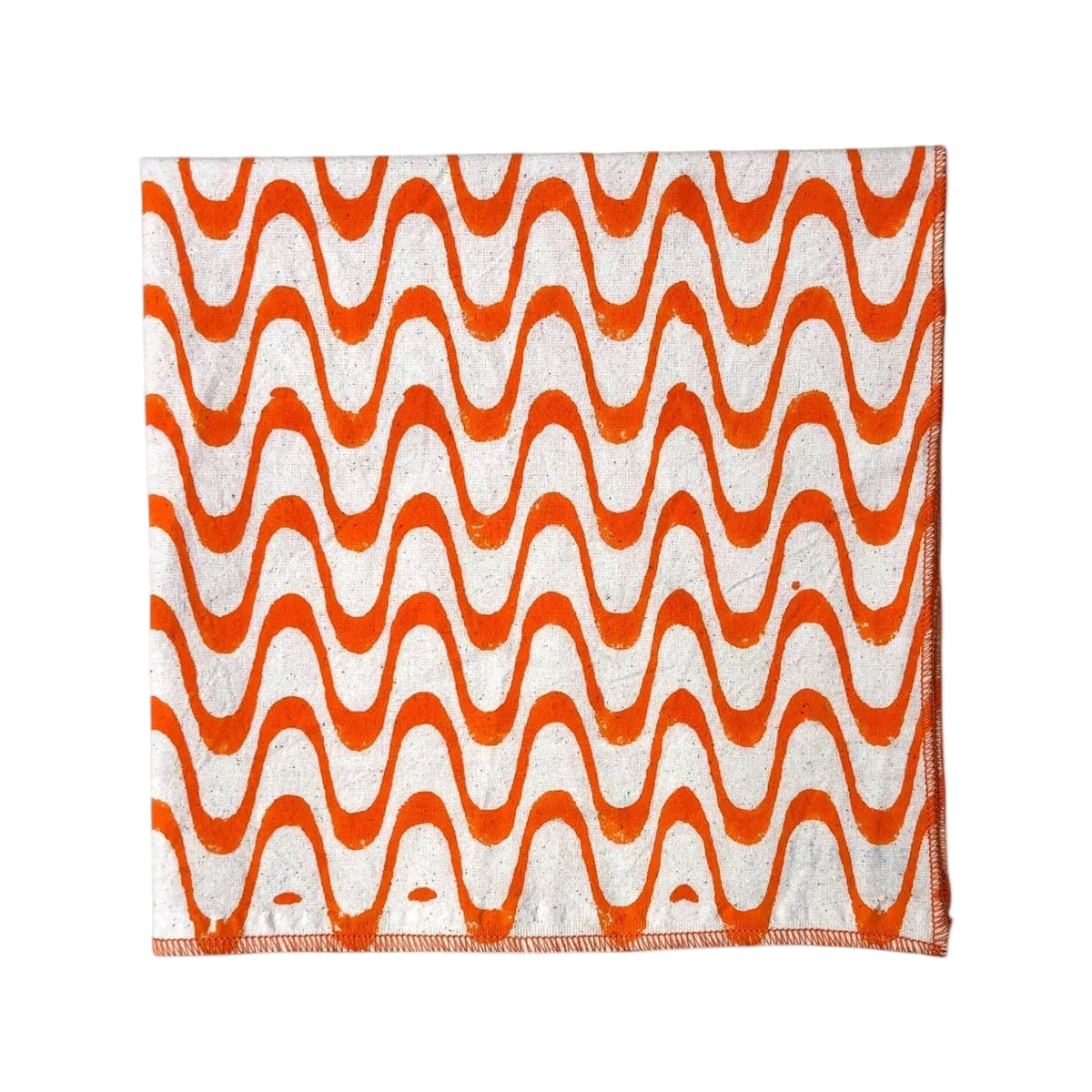 Orange Swirls Cloth Napkin | Block-Printed Cotton | 18x18 in