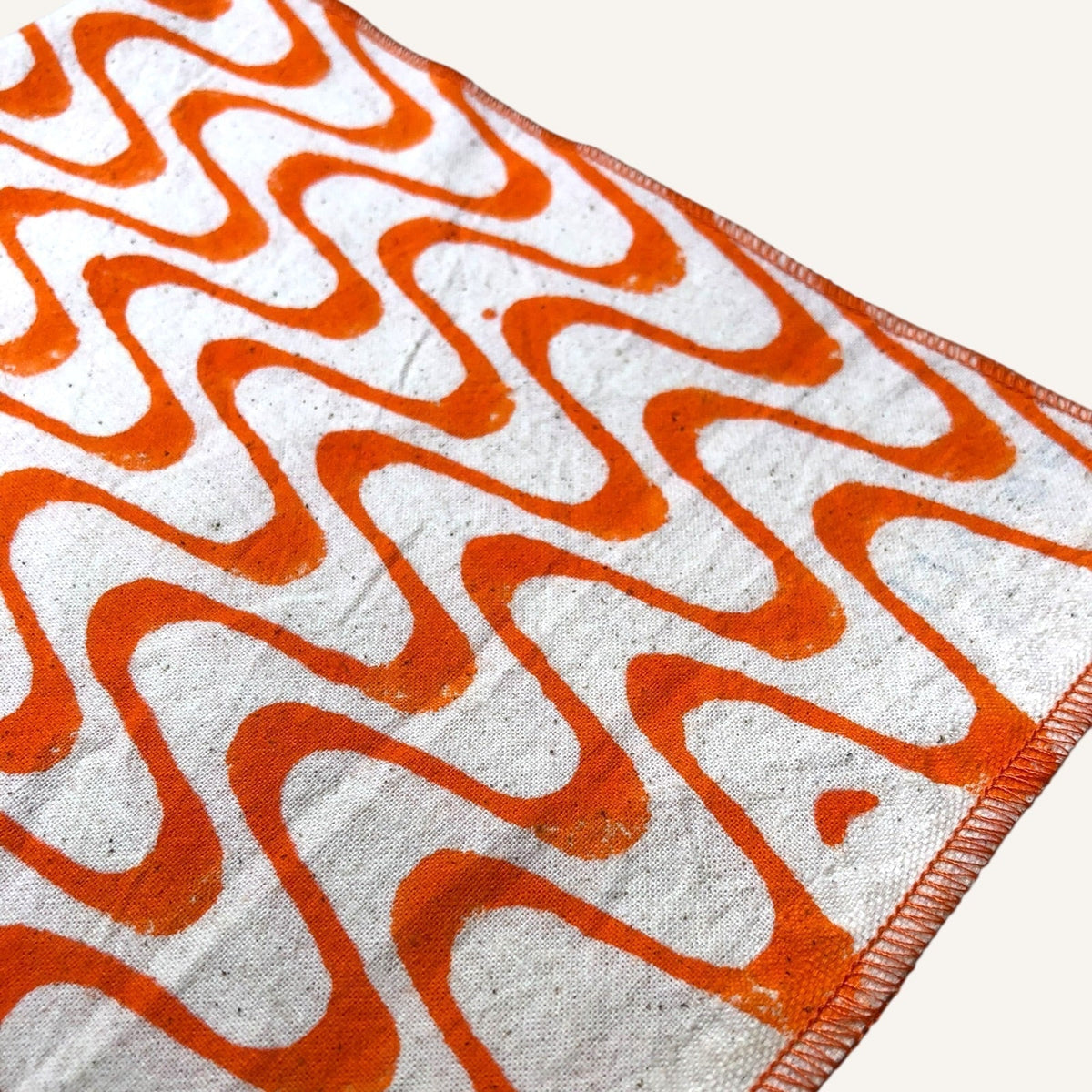 Orange Swirls Cloth Napkin | Block-Printed Cotton | 18x18 in