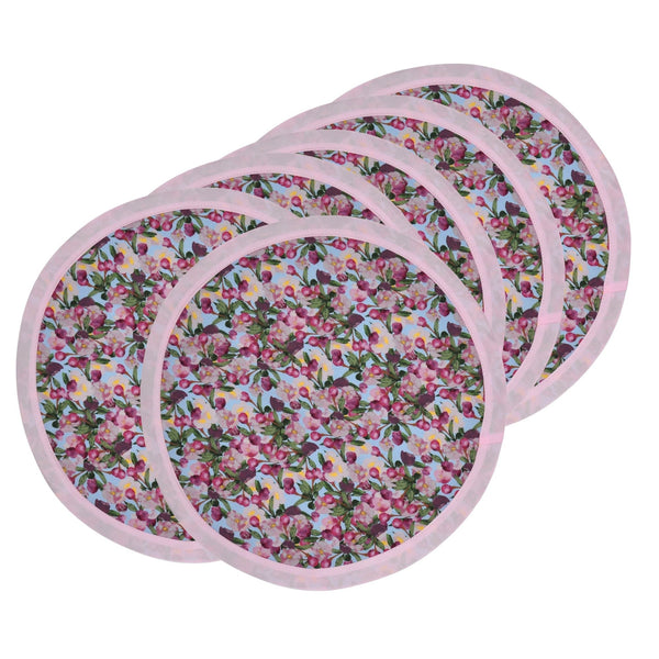 Pink Cherry Floral Placemats Romance is Dead Blue