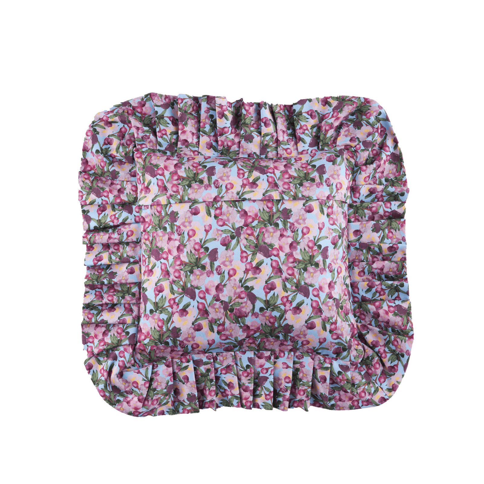 Romance is Dead Blue Ruffled Cushion Cover
