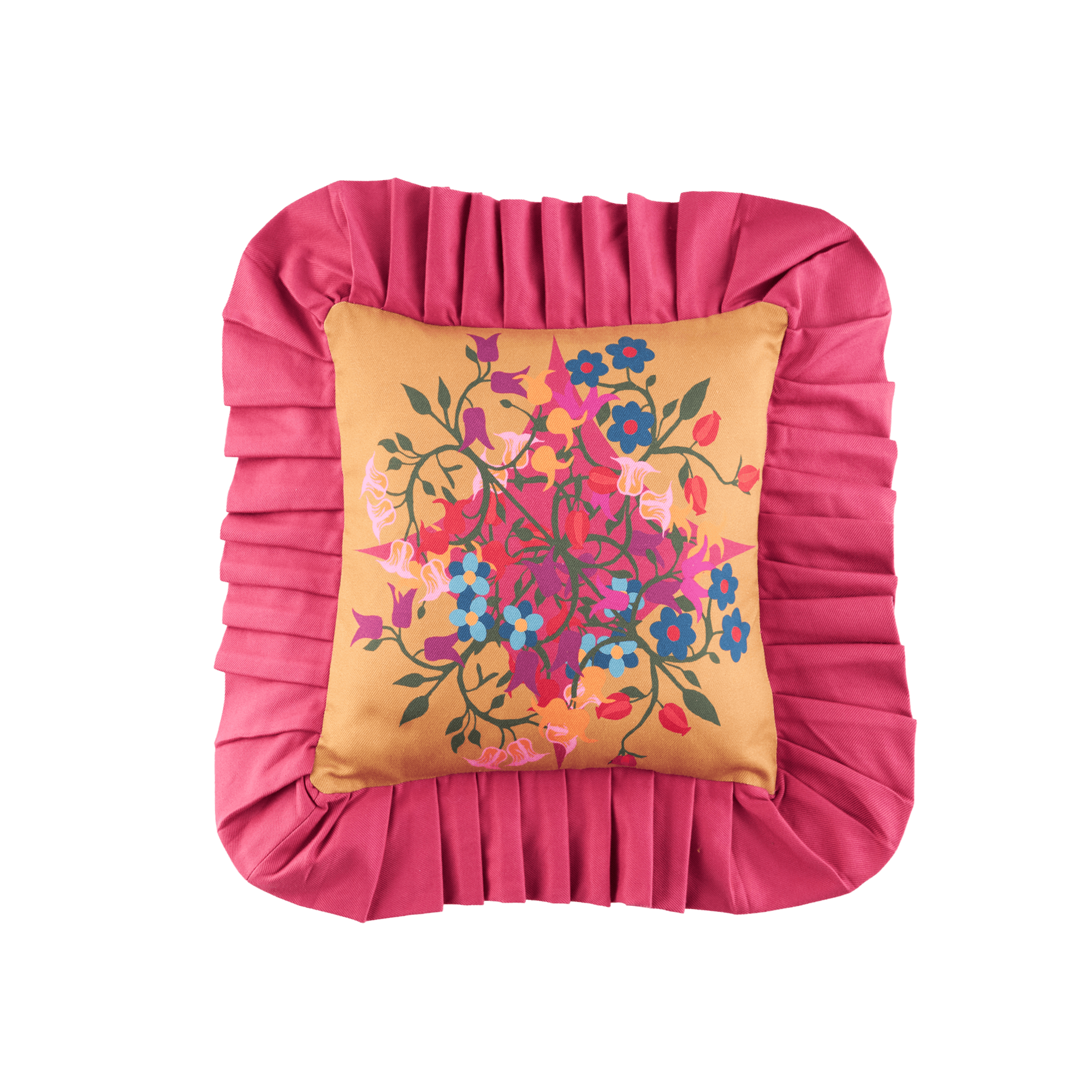 Blumen Orange Ruffled Cushion Cover