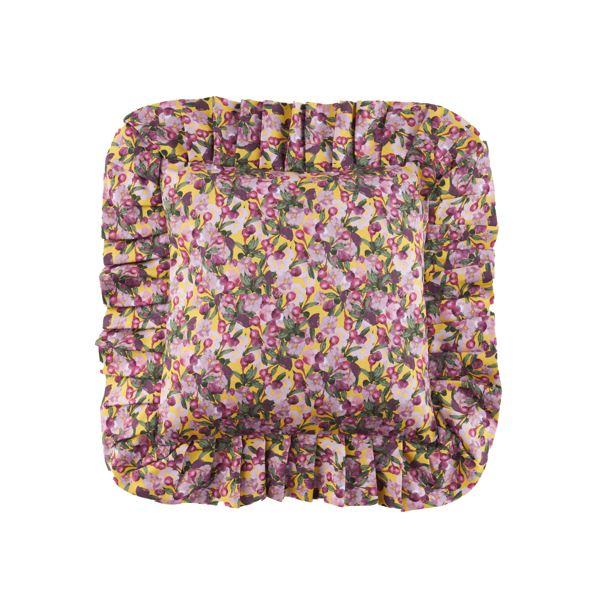 Romance is Dead Yellow Ruffled Cushion Cover
