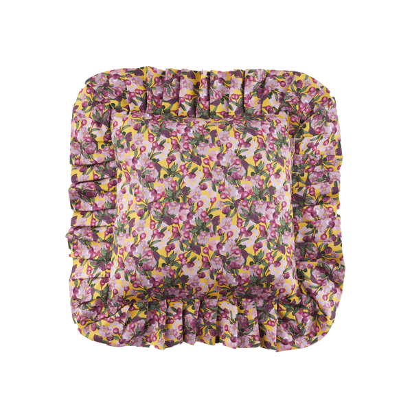 Romance is Dead Yellow Ruffled Cushion Cover