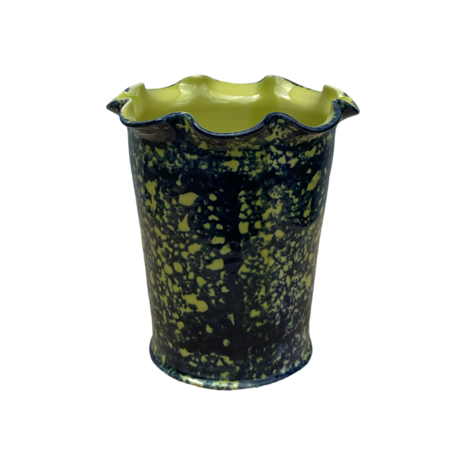 Cobalt Sponged Vase - Small - Lime