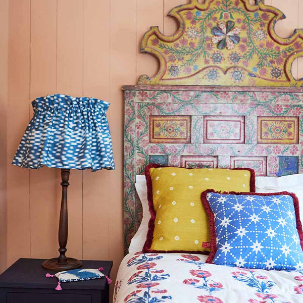 Lampshade Flirty Skirt Ikat Blue Check