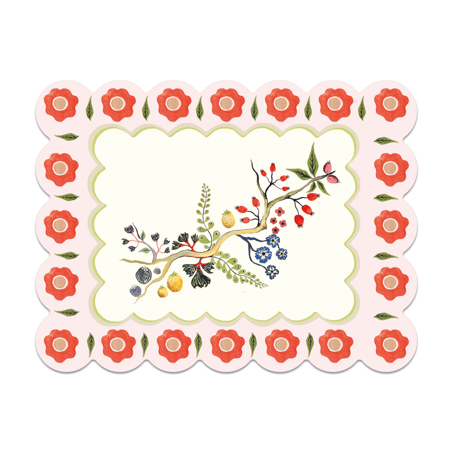 Large Rectange Scallop Floral Table Mat