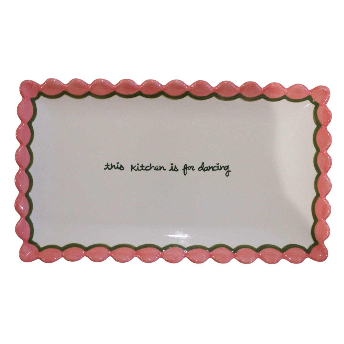 “this kitchen is for dancing” Hand-painted Scalloped Tray