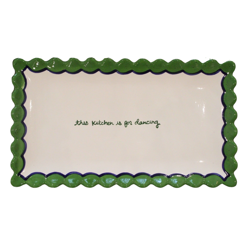 “this kitchen is for dancing” Hand-painted Scalloped Tray