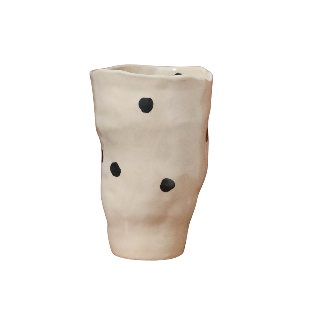 Asymmetrical Vase - Bold Black Dots