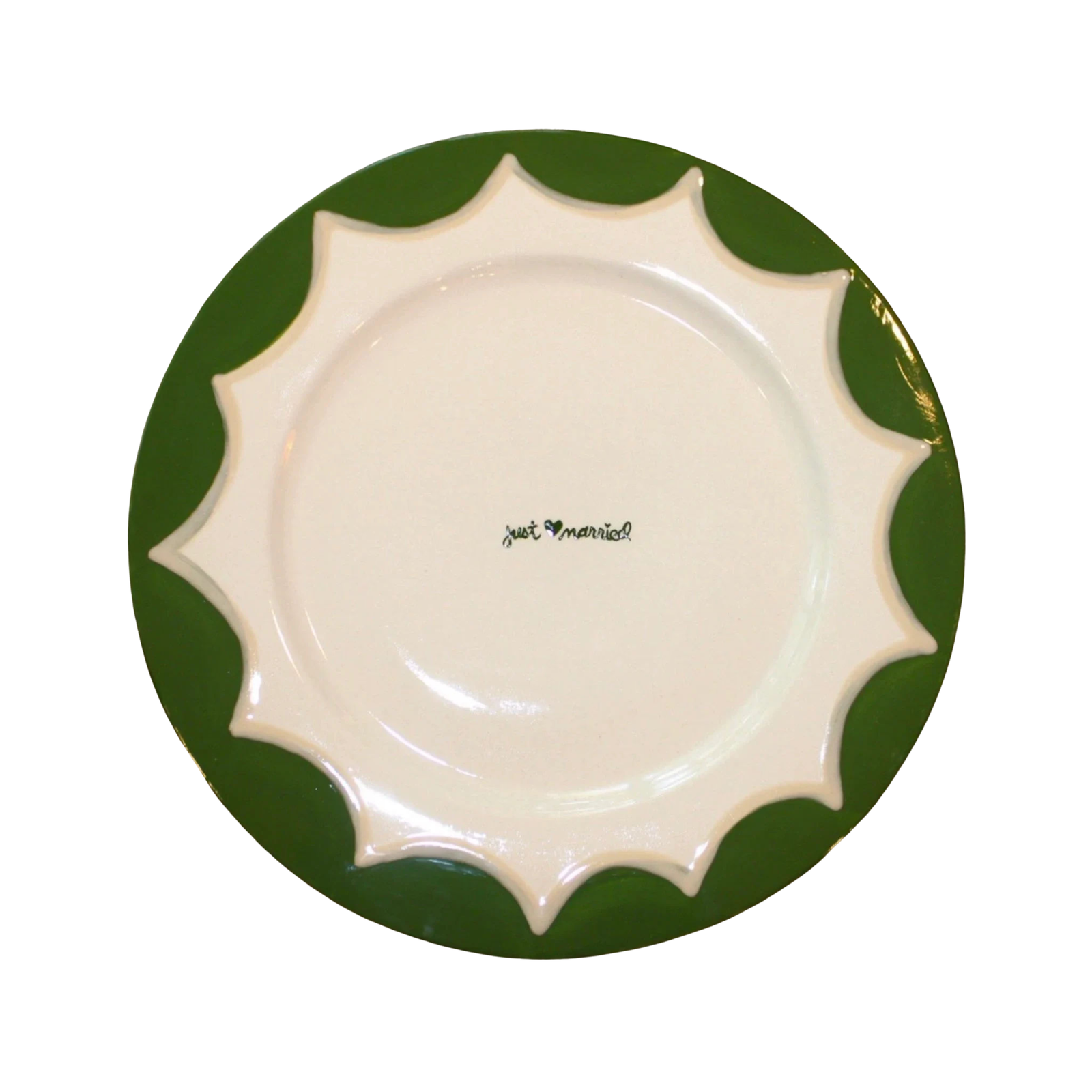 Hand-Painted “just married” Scalloped Cake Plate
