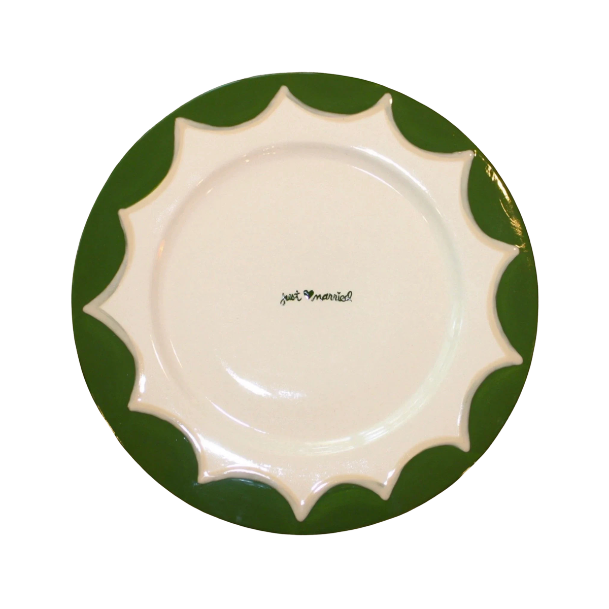 Hand-Painted “just married” Scalloped Cake Plate