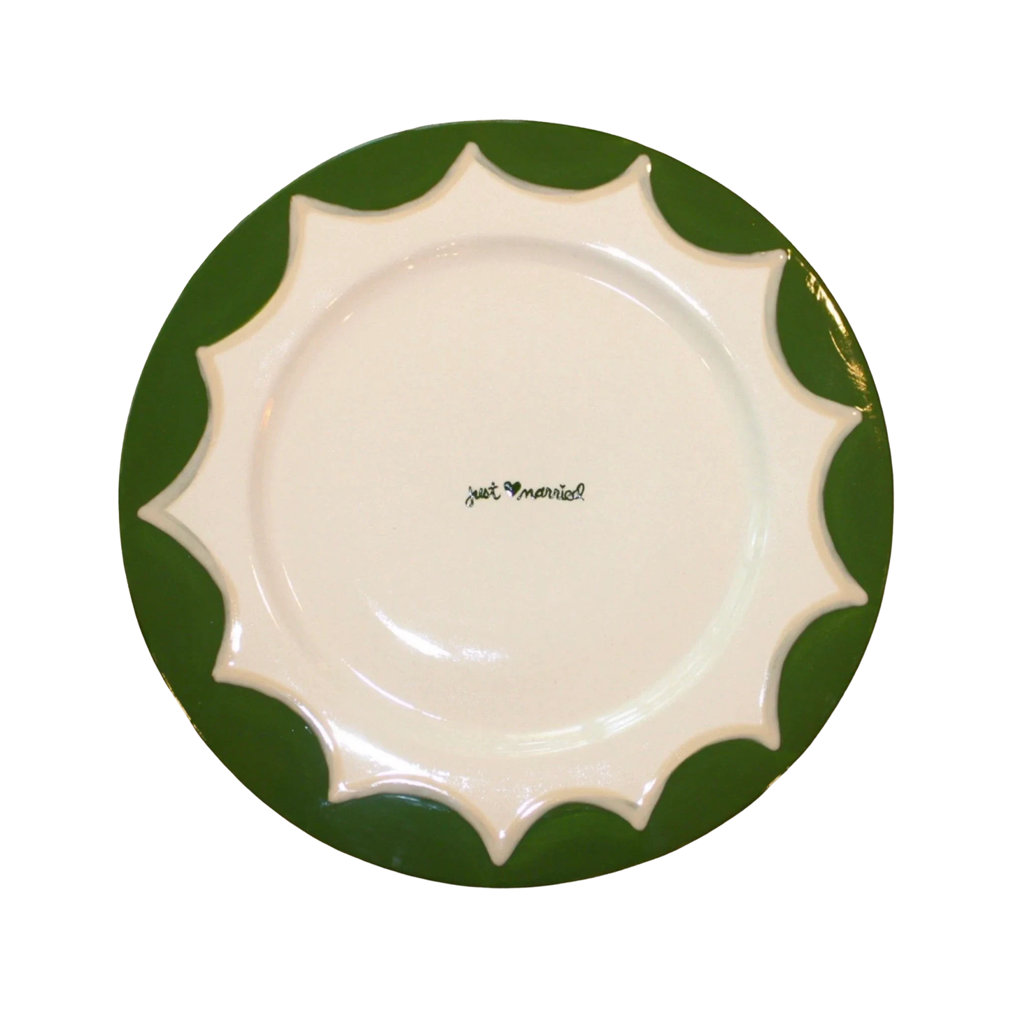 Hand-Painted “just married” Scalloped Cake Plate