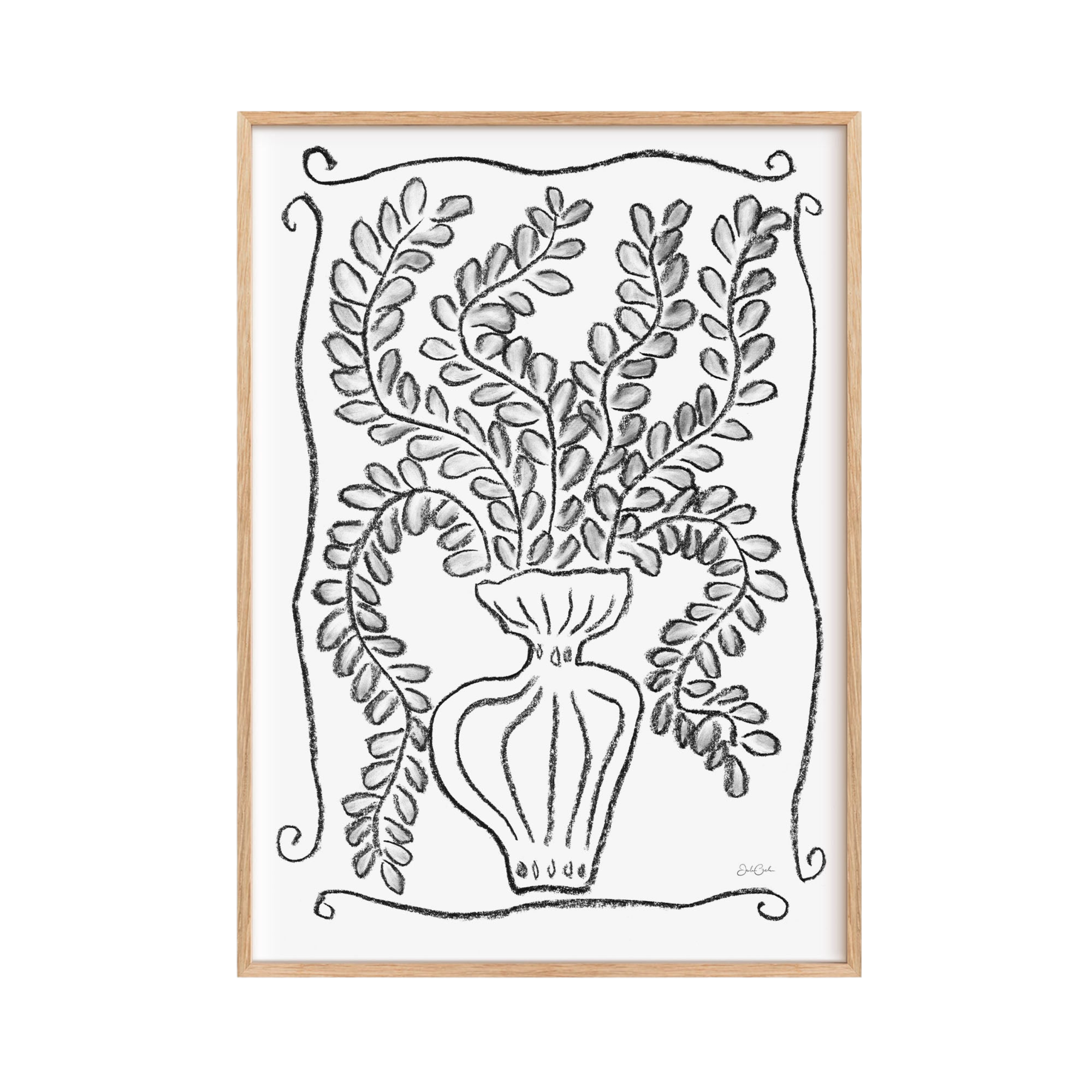 Le Vase in black and white - botanical art print