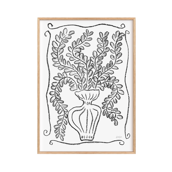 Le Vase in black and white - botanical art print