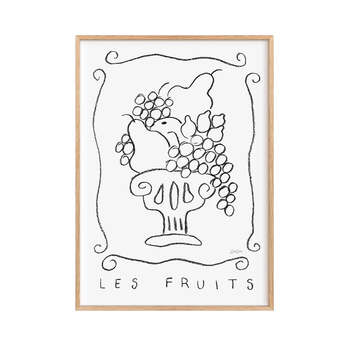 Les Fruits in black and white - botanical art print