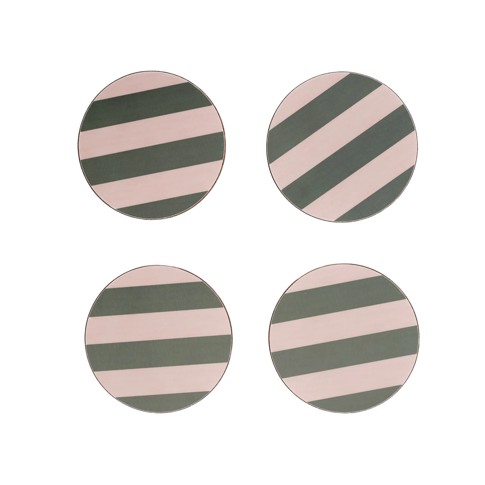 Set of 4 Forest Green  Stripe Coasters