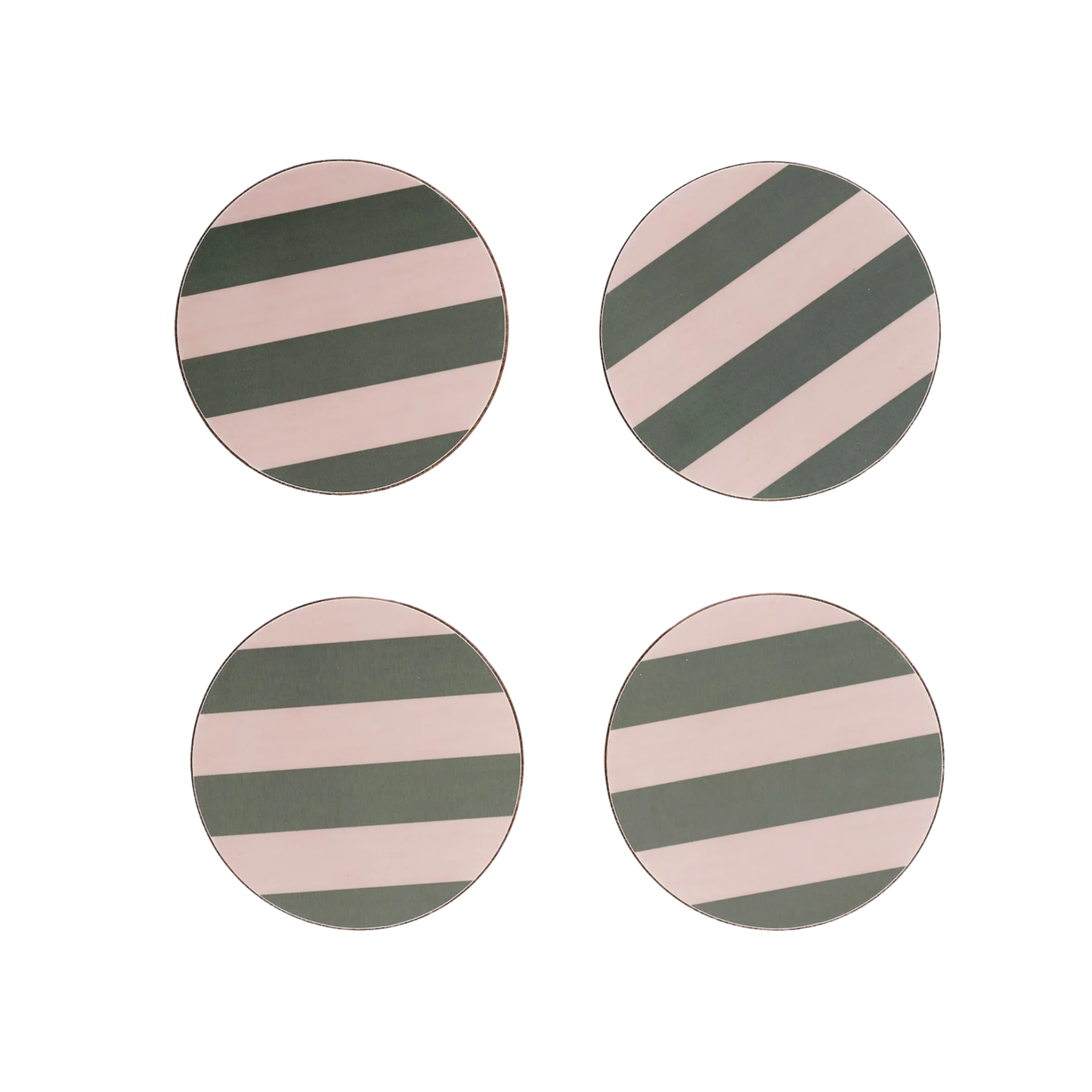 Set of 4 Forest Green  Stripe Coasters