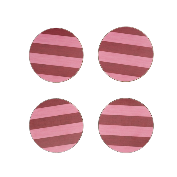 Rouge & Blush Stripe Coasters | Set of 4