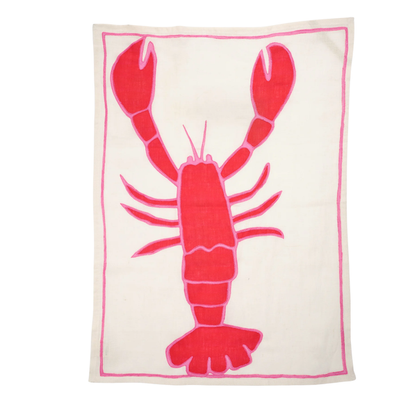 Lobster Embroidered Tea Towel