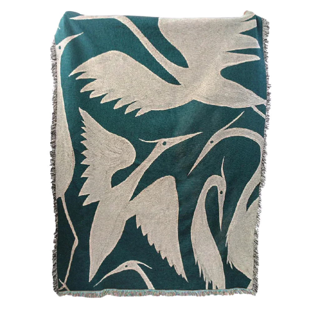 Heron Recycled Cotton Woven Throw - Teal