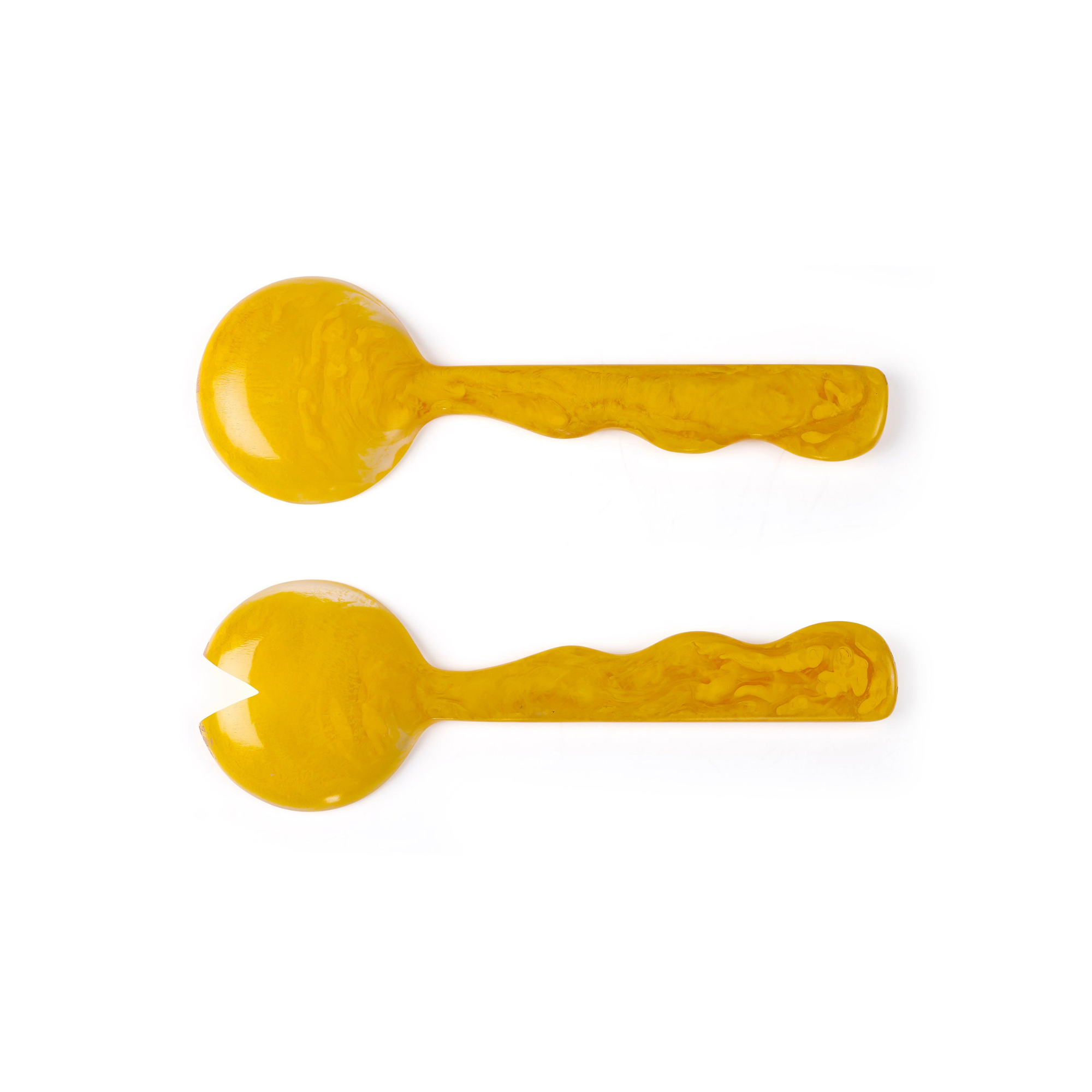 Resin Salad Server- Mustard (Set of 2), 12.40 x 3.93 Inches