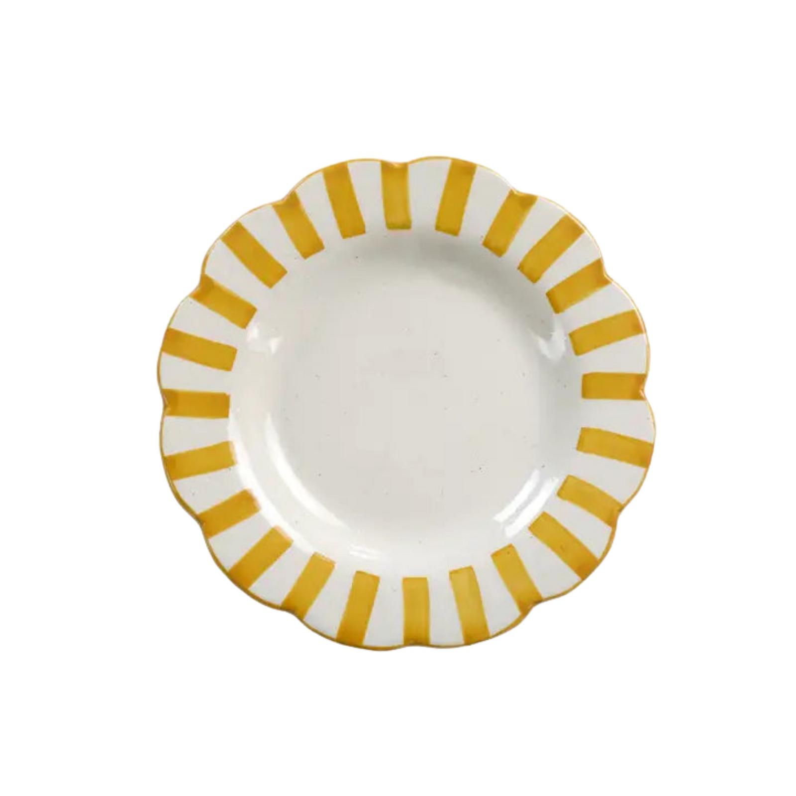 Ceramic Stripe Salad Plate, Yellow- 8.25x 8.25 x 1.25 Inches