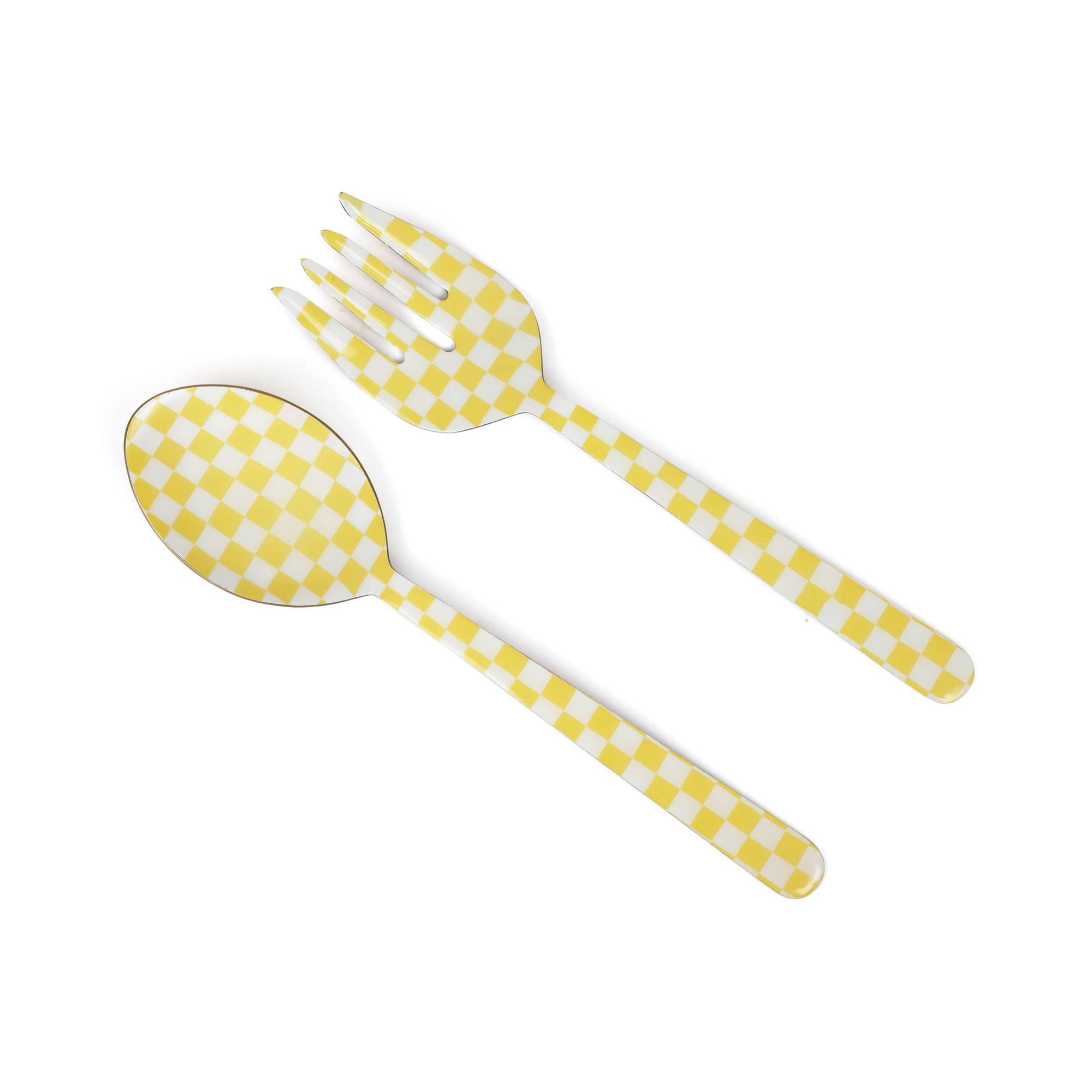 Yellow Enamel Salad Server (Set of 2) - 11 x 2.5 Inches